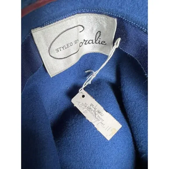 Vintage 1960s Italian Felt Blue Bucket Hat Duchess Styled by Coralie - Picture 7 of 10